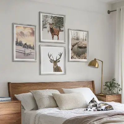 Wanddeko-Set mit Motiv Winterlandschaft mit Hirschen