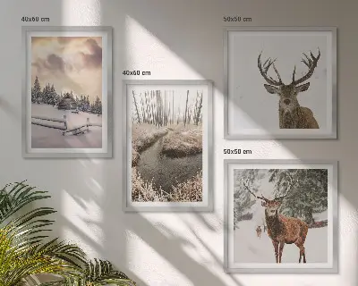Wanddeko-Set mit Motiv Winterlandschaft mit Hirschen