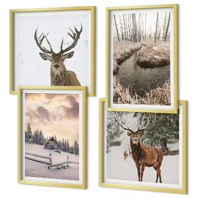 Wanddeko-Set mit Motiv Winterlandschaft mit Hirschen