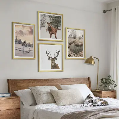 Wanddeko-Set mit Motiv Winterlandschaft mit Hirschen