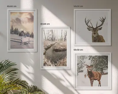 Wanddeko-Set mit Motiv Winterlandschaft mit Hirschen