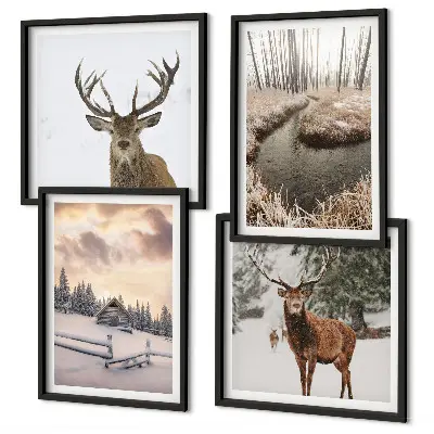 Wanddeko-Set mit Motiv Winterlandschaft mit Hirschen