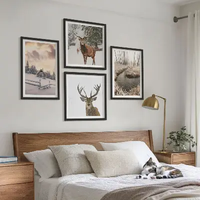Wanddeko-Set mit Motiv Winterlandschaft mit Hirschen