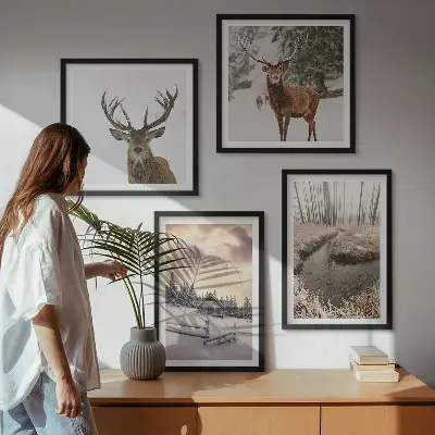 Wanddeko-Set mit Motiv Winterlandschaft mit Hirschen