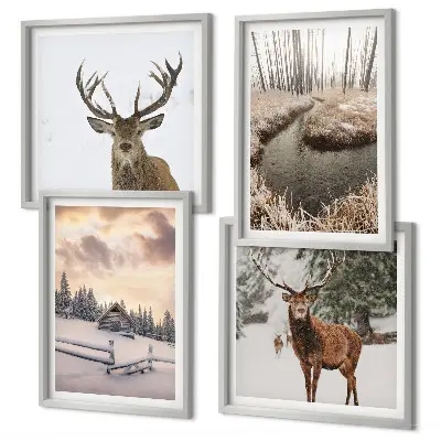 Wanddeko-Set mit Motiv Winterlandschaft mit Hirschen