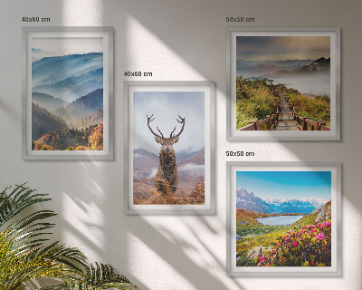 Wanddeko-set Berglandschaft, See, Hirsche