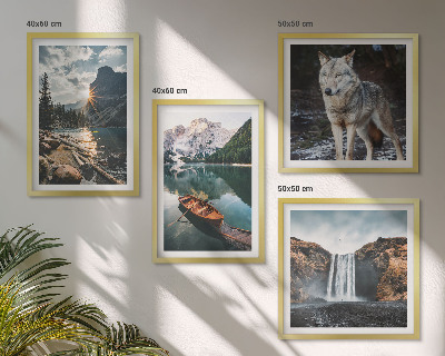 Polyptychon mit rahmen Berge, Seen, Wasserfall, Wolf
