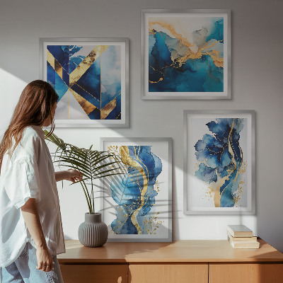 Wanddeko-set Blaue abstrakte Muster