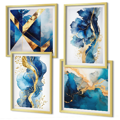 Wanddeko-set Blaue abstrakte Muster