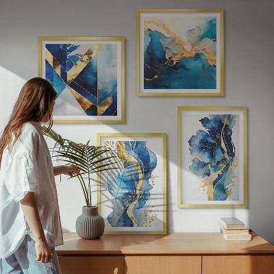 Wanddeko-set Blaue abstrakte Muster