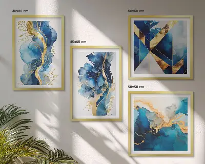 Wanddeko-Set mit blauen abstrakten Mustern