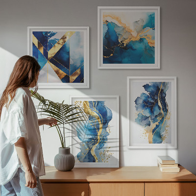 Wanddeko-set Blaue abstrakte Muster