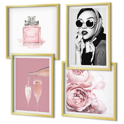 Polyptychon mit rahmen Stilvolle pinkfarbene Accessoires