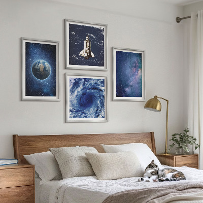 Polyptychon mit rahmen Erde Weltraumsturm Galaxie