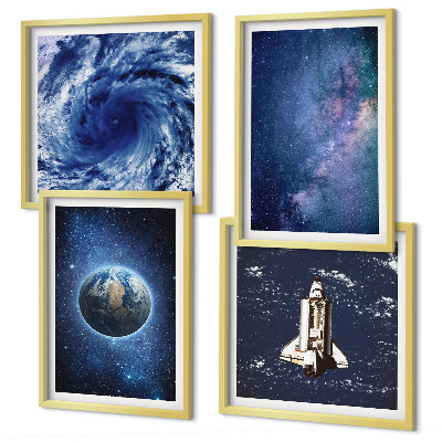 Polyptychon mit rahmen Erde Weltraumsturm Galaxie