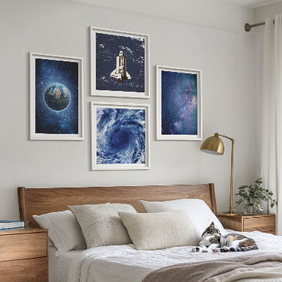 Polyptychon mit rahmen Erde Weltraumsturm Galaxie