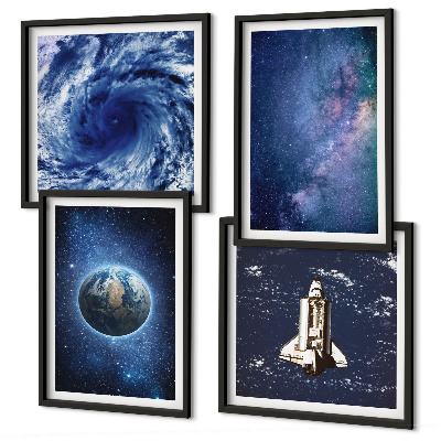 Polyptychon mit rahmen Erde Weltraumsturm Galaxie
