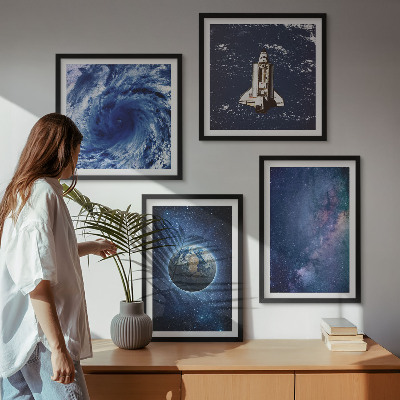 Polyptychon mit rahmen Erde Weltraumsturm Galaxie