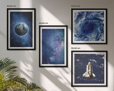 Polyptychon mit rahmen Erde Weltraumsturm Galaxie