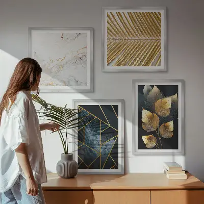 Wanddeko-Set mit modernen Pflanzenmustern