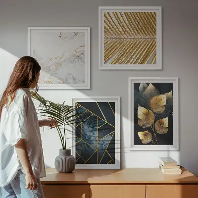 Wanddeko-Set mit modernen Pflanzenmustern