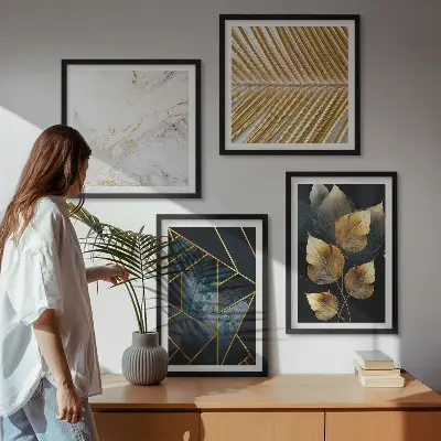 Wanddeko-Set mit modernen Pflanzenmustern