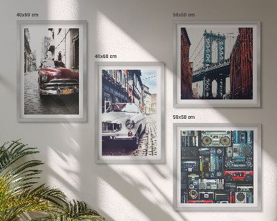 Polyptychon mit rahmen Old Cars Brooklyn Retro-Audio