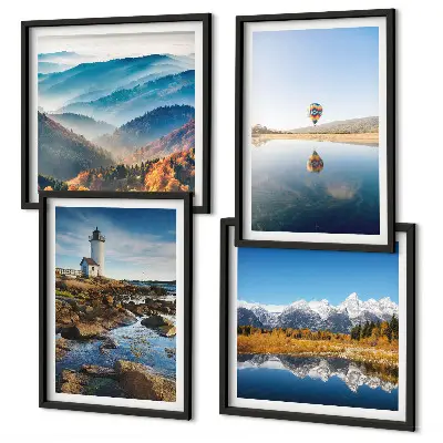 Wanddeko-Set mit Ausblicken auf die Natur, Leuchtturm und Berge