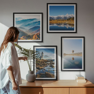 Wanddeko-set Ausblicke auf die Natur, Leuchtturm, Berge