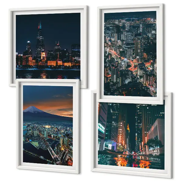Wanddeko-Set Stadtpanorama bei Nacht