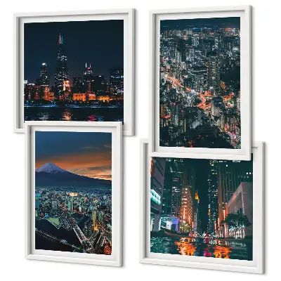 Wanddeko-Set Stadtpanorama bei Nacht
