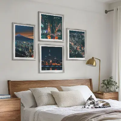Wanddeko-Set Stadtpanorama bei Nacht
