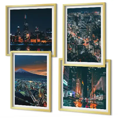 Wanddeko-Set Stadtpanorama bei Nacht