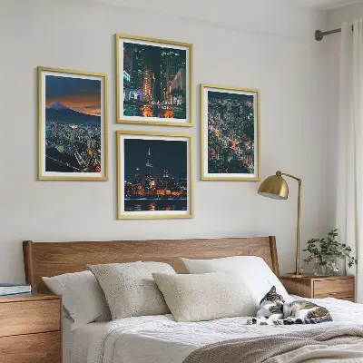 Wanddeko-Set Stadtpanorama bei Nacht