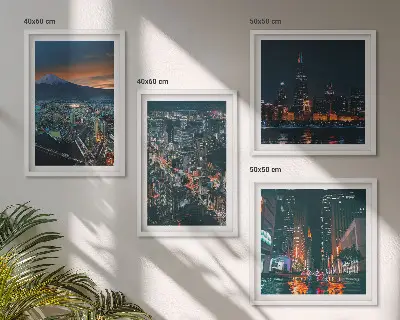 Wanddeko-Set Stadtpanorama bei Nacht