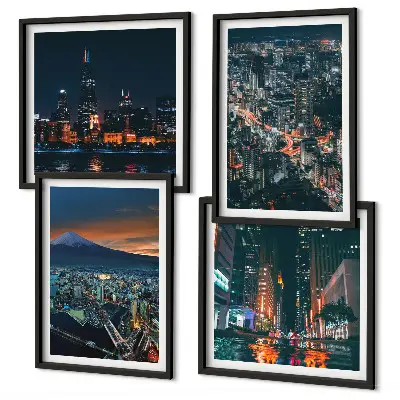 Wanddeko-Set Stadtpanorama bei Nacht