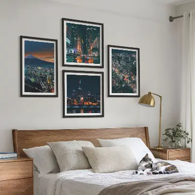 Wanddeko-Set Stadtpanorama bei Nacht