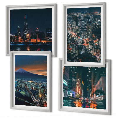 Wanddeko-set Bergpanorama der Stadt bei Nacht