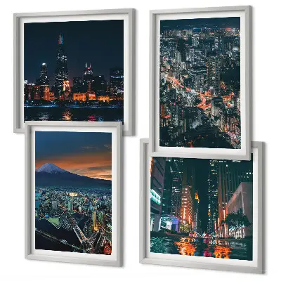 Wanddeko-Set Stadtpanorama bei Nacht