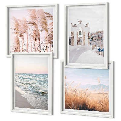 Wanddeko-set Pflanzen, Meereswellen, Aussicht, Häuser
