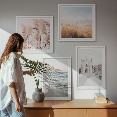 Wanddeko-set Pflanzen, Meereswellen, Aussicht, Häuser
