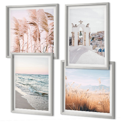 Wanddeko-set Pflanzen, Meereswellen, Aussicht, Häuser