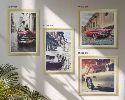 Oldtimer in Städten als gerahmtes mehrteiliges Wandbild
