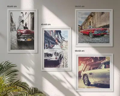 Oldtimer in Städten als gerahmtes mehrteiliges Wandbild