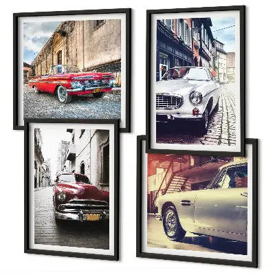Oldtimer in Städten als gerahmtes mehrteiliges Wandbild