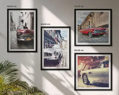 Oldtimer in Städten als gerahmtes mehrteiliges Wandbild