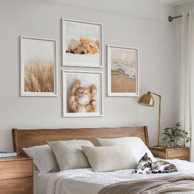 Wanddeko-set Niedliche Tiere, Katzen, Hunde, Strand