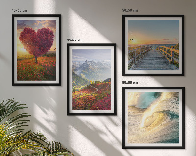 Wanddeko-set Landschaften Berge Wellen Baum Herz Pier