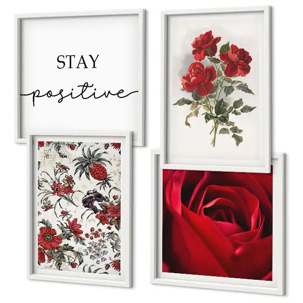 Wanddeko-Set mit Inschrift und roten Rosen