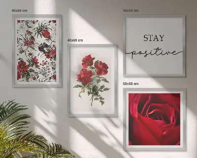 Wanddeko-Set mit Inschrift und roten Rosen
